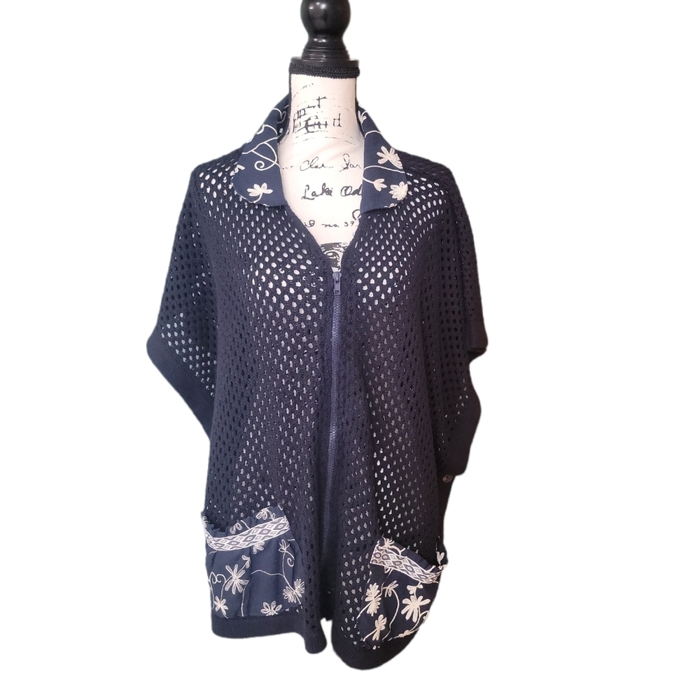 Talbots Coastal Beachy‎ Floral Poncho Size large